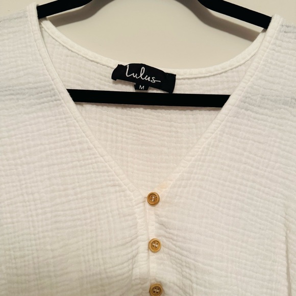 Lulu's White Button-Down Women's Top - Picture 3 of 7